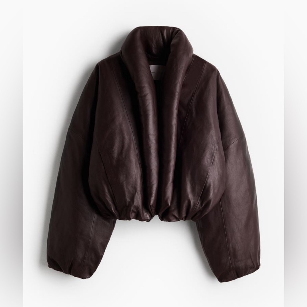 Hm leather jacket with shawl collar med